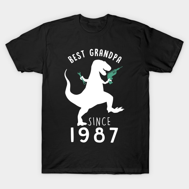 Best Grandpa 1987 T-Shirt GrandpaSaurus Since 1987 Dad Gift T-Shirt by binhminh27